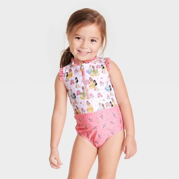 NWT Toddler Girls Disney Princess One Piece Swimsuit Sz 4T - Pink - Picture 1 of 3